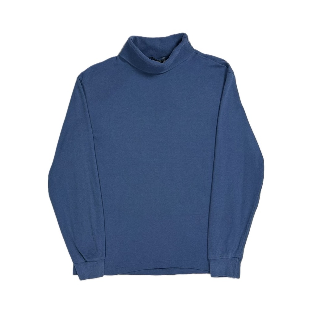 Vintage Eddie Bauer USA Made cotton blue turtleneck longsleeve shirt mens small